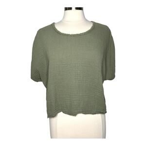 9 Seed Double Gauze Short Sleeve Boxy Top Green Petite/Small